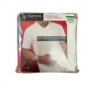 Stafford, Size Large, White, 3-Pack Premium V-Neck T-Shirts